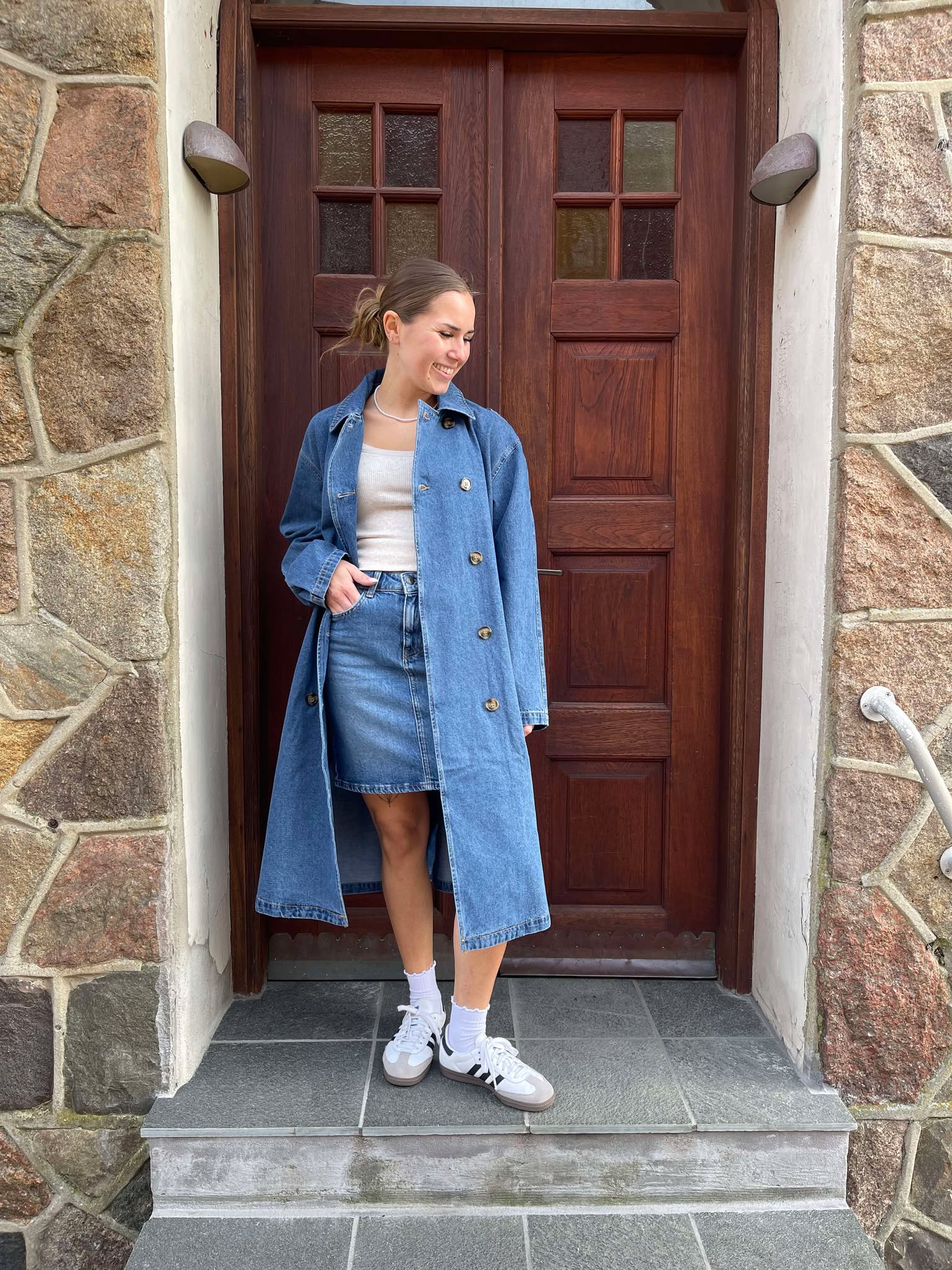 JXSOPHI Trenchcoat - Medium Blue Denim